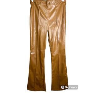 NWT Princess Polly Brown Vegan Leather ‘Braden’ Flare Bootcut Pants Size 8
